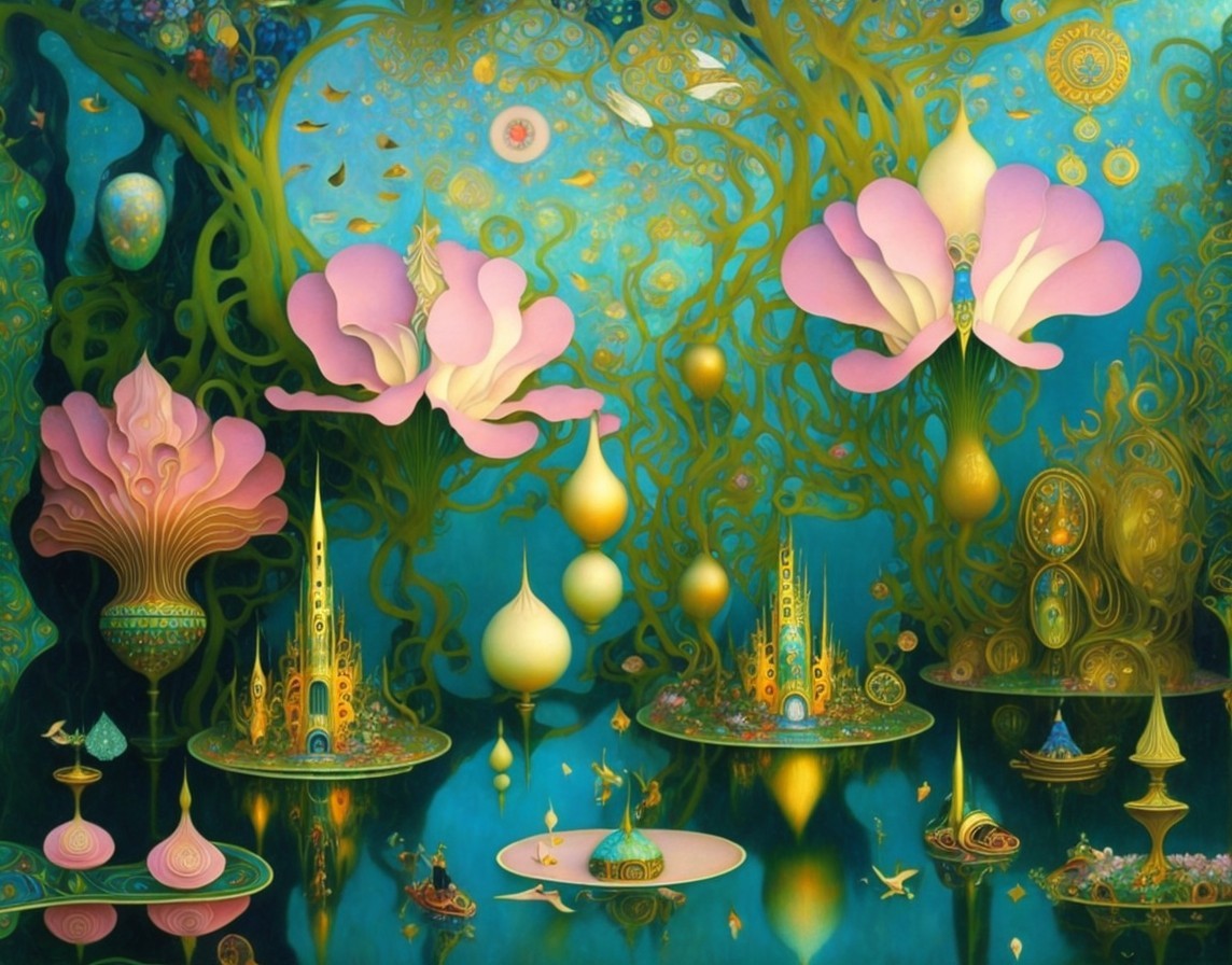 Surreal Landscape with Vibrant Colors and Forms