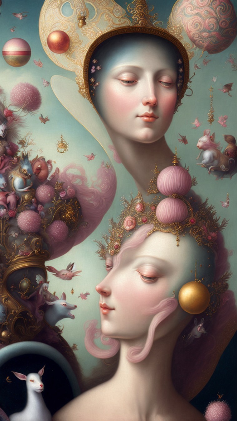 Ethereal Female Figures in Dreamlike Fantasy Artwork