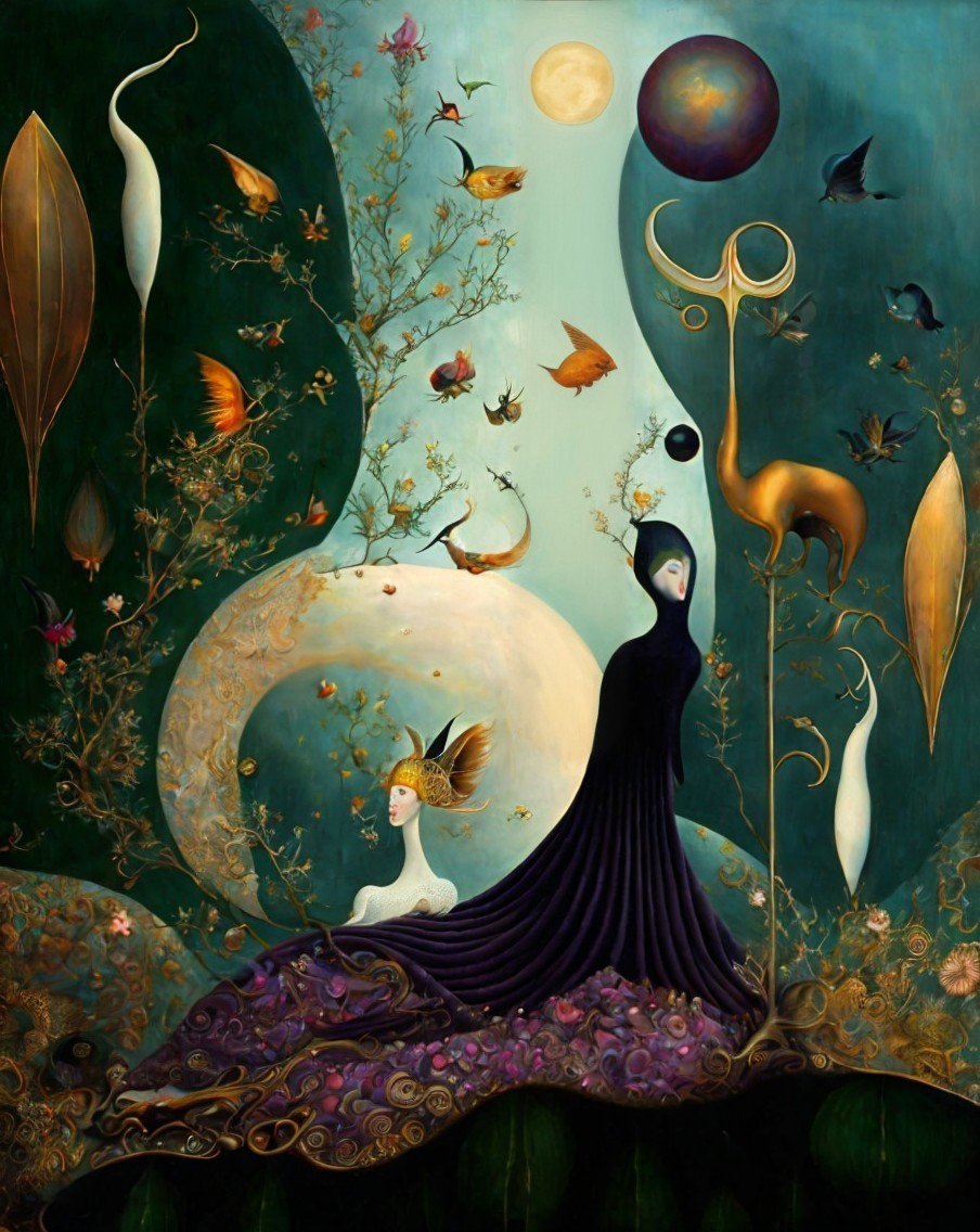 Mystical Landscape with Ethereal Flora and Figures