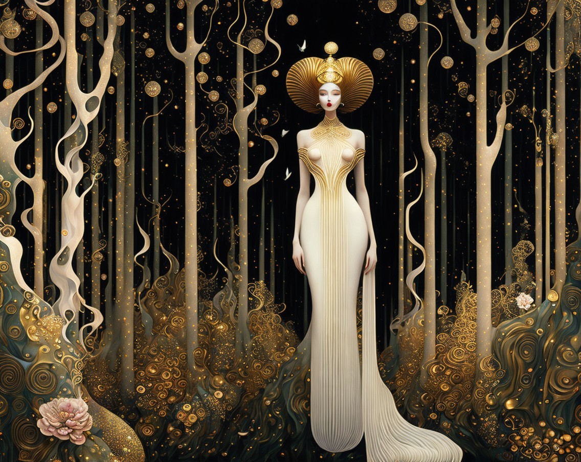 Majestic Figure in an Enchanted Forest Setting