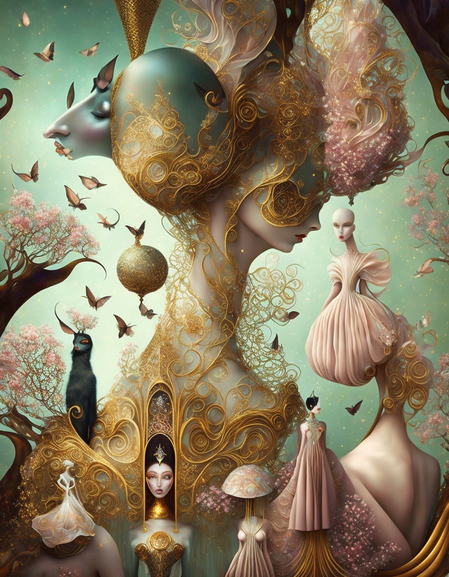Dreamlike Enchantment in Golden Patterns