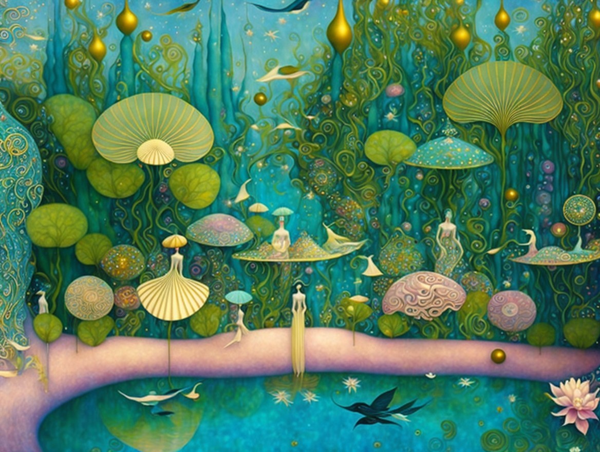 Whimsical Underwater Scene with Fantastical Elements
