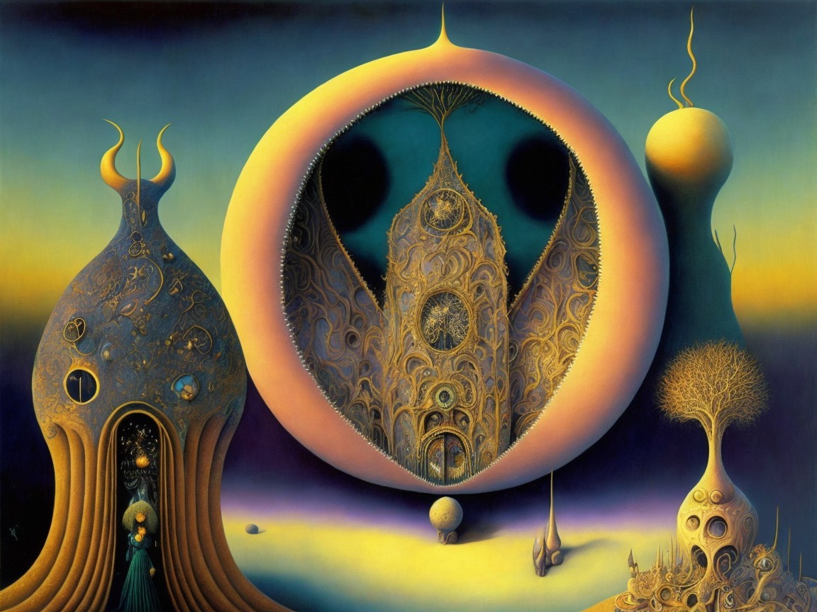 Surreal Landscape with Whimsical Organic Shapes