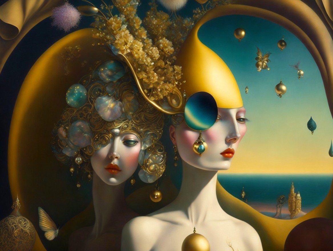 Ethereal Figures in a Dreamlike Ocean Setting