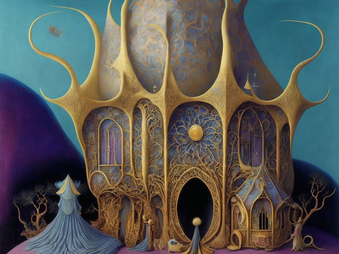 Surreal Castle with Organic Designs and Vibrant Colors