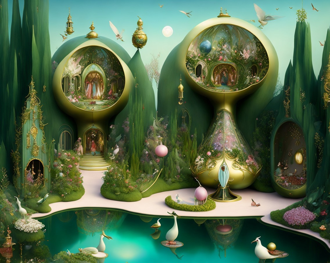 Whimsical Landscape with Fairy-Tale Inspired Homes
