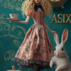 Surreal Scene with Ornate Figure and Delicate Birds