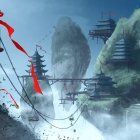 Surreal Landscape with Ethereal Figures and Colors