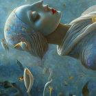 Fantastical Underwater Scene with Ethereal Figures
