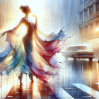 Mystical Scene with Crowned Woman and Ethereal Creatures