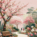 Surreal Landscape with Ethereal Figures and Vibrant Colors