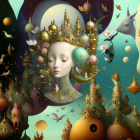 Surreal Artwork with Ethereal Figures and Fantasy Elements