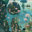 Whimsical Underwater Landscape with Vibrant Flora