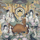 Serene Scene of Enlightenment with Lotus Flowers