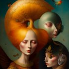 Three Ethereal Female Figures in Dreamlike Artwork