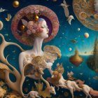 Surreal Artwork with Ethereal Figures and Nature Elements