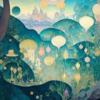 Surreal Landscape with Ethereal Figures and Colors