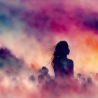 Silhouettes Against a Vibrant Swirling Backdrop