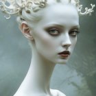 Ethereal Figure with Pale Skin and Smoky Eyes