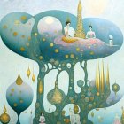 Surreal Landscape with Ethereal Figures and Colors