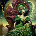 Ethereal Figures in Opulent Gowns with Butterflies
