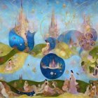 Vibrant Dreamlike Composition with Ethereal Figures