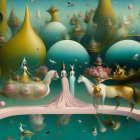Surreal Landscape with Teardrop Forms and Vibrant Colors
