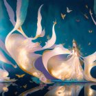 Ethereal Figures in Flowing Gowns with Butterflies