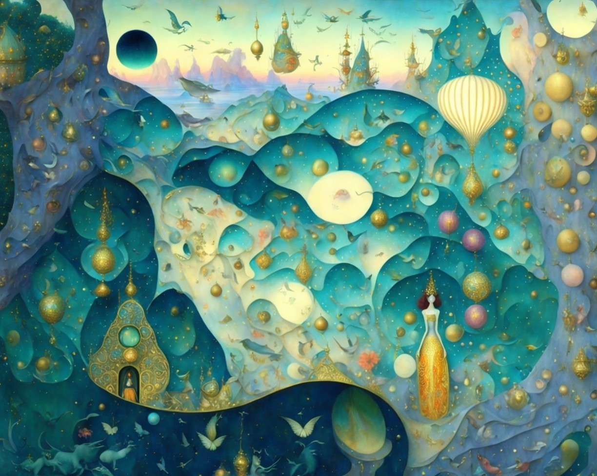 Whimsical Fantasy Painting of a Magical Landscape