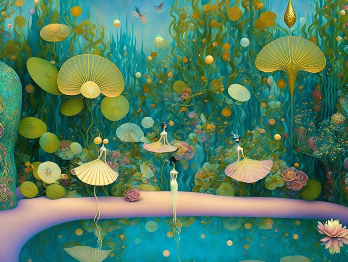 Enchanting Underwater Scene with Ethereal Figures
