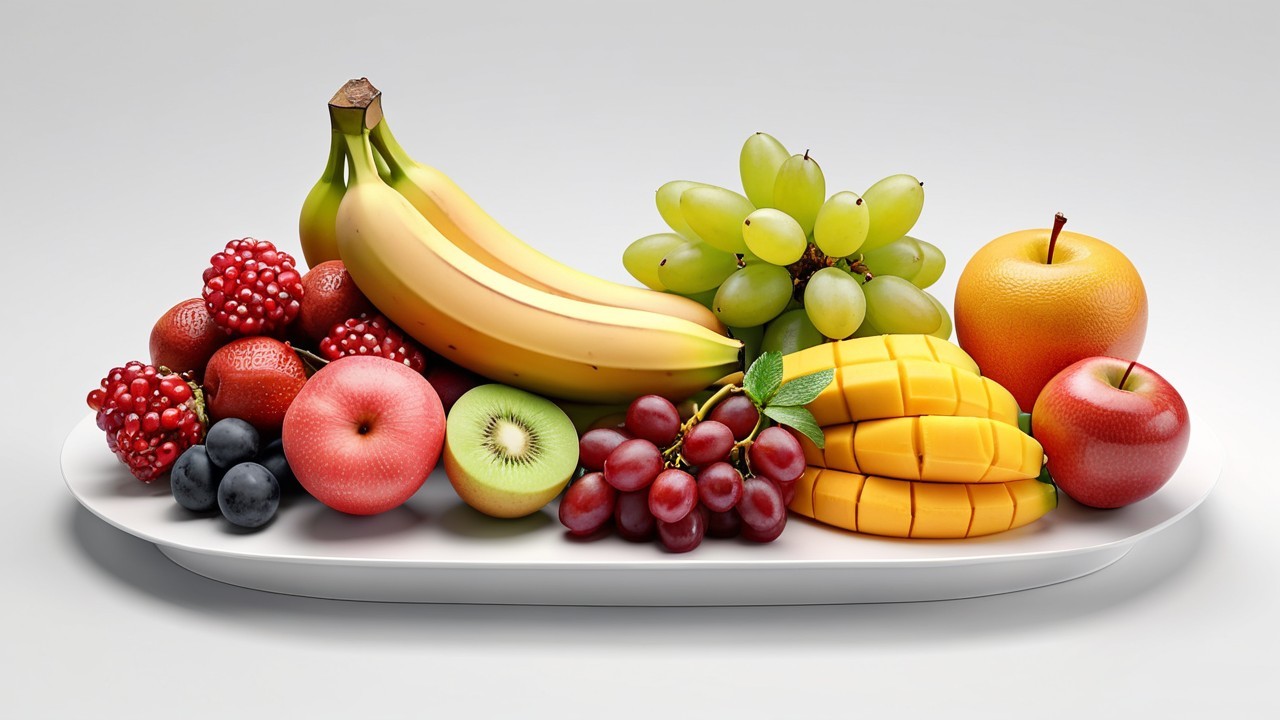 Colorful Fresh Fruit Arrangement on White Platter