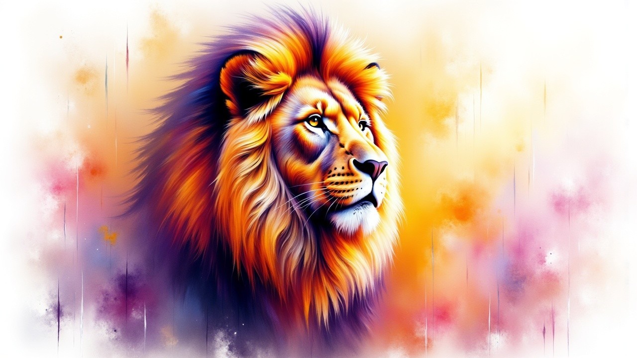 Vibrant Illustration of a Majestic Lion with Mane