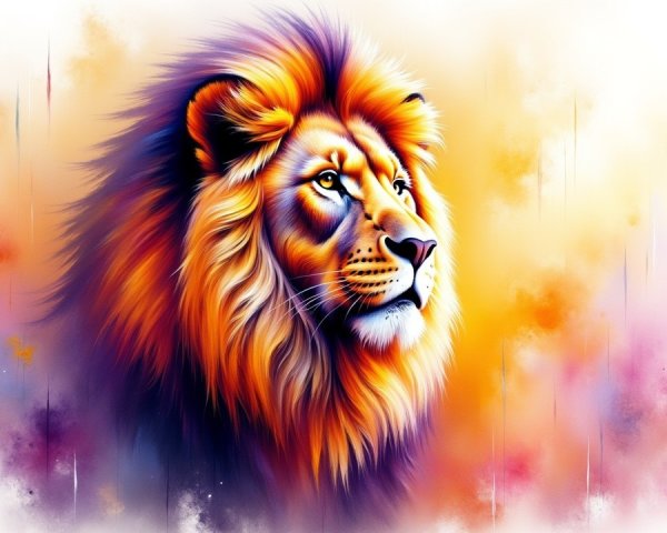 Vibrant Illustration of a Majestic Lion with Mane