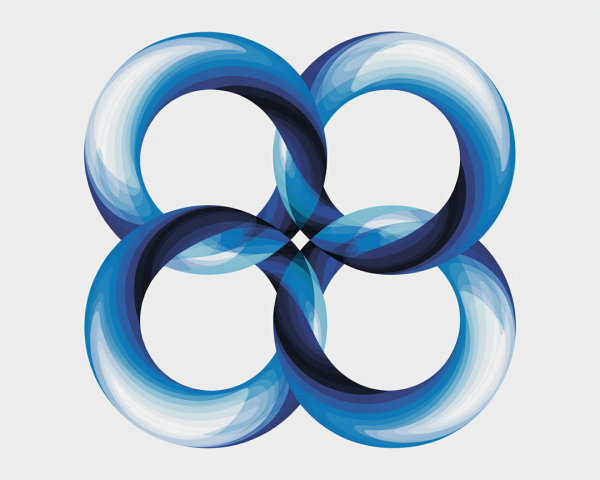 Abstract Design of Interlocking Blue Rings