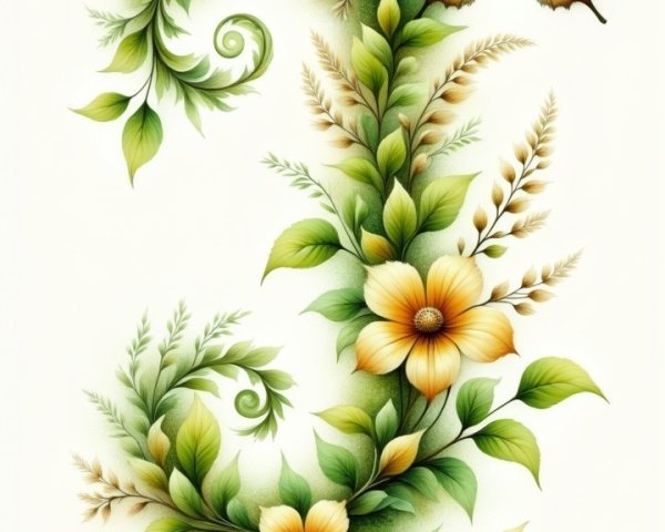 Vibrant Illustration of Vines and Butterfly in Nature
