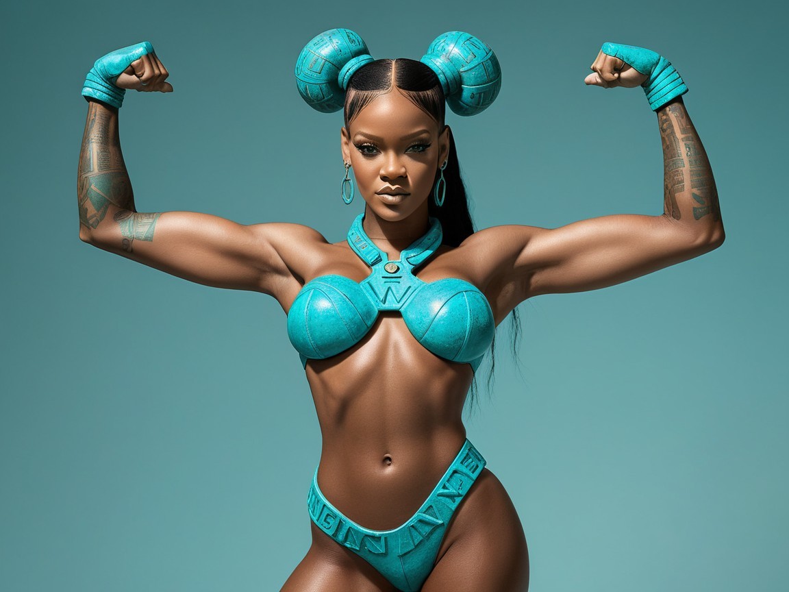 Confident Woman in Turquoise Athletic Outfit