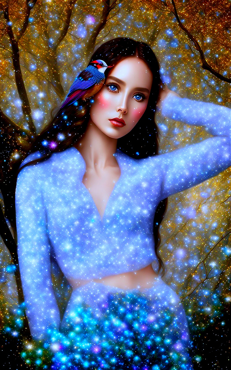 Ethereal Figure in Cosmic Dreamlike Landscape