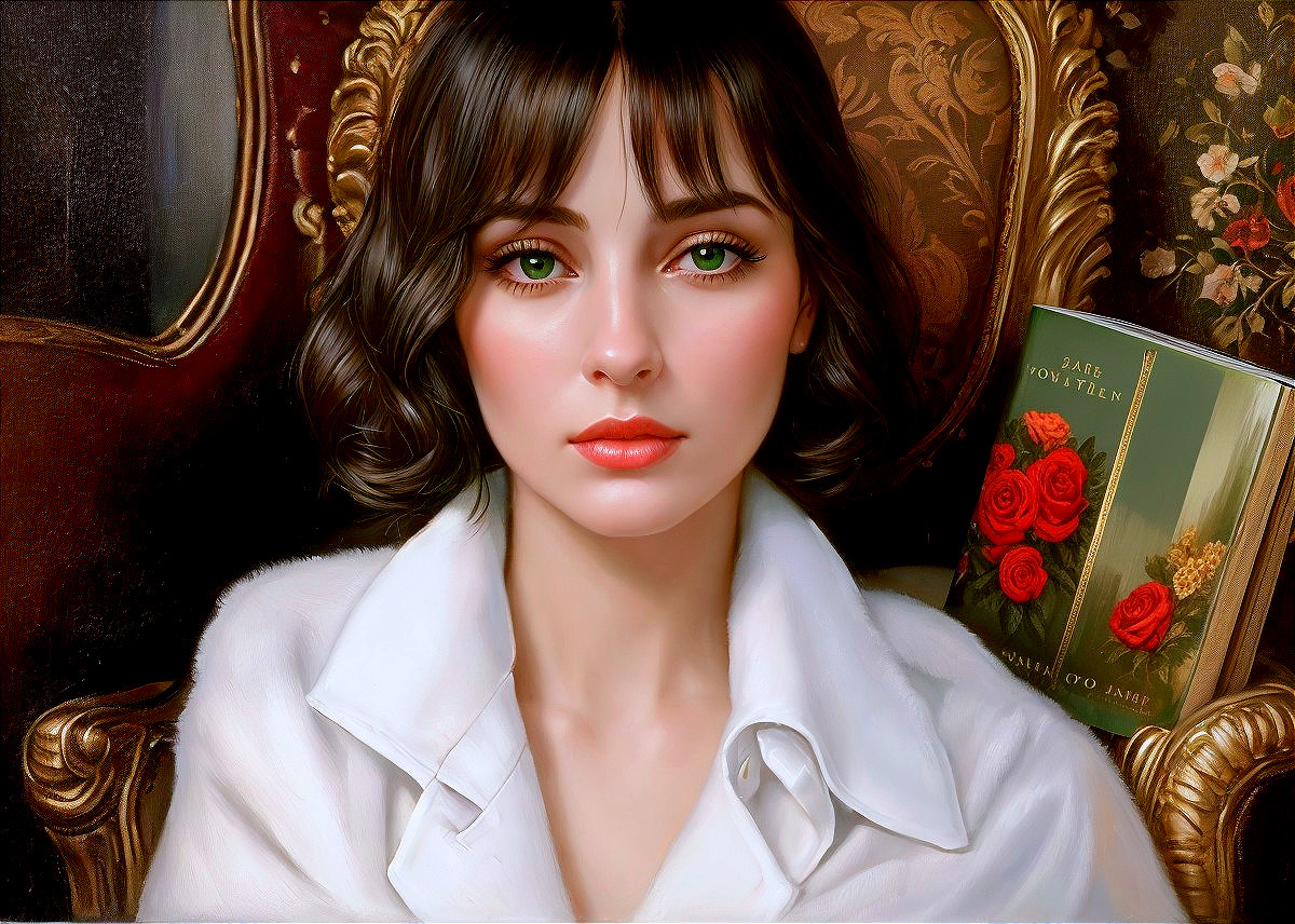 Elegant Portrait of a Young Woman with Green Eyes