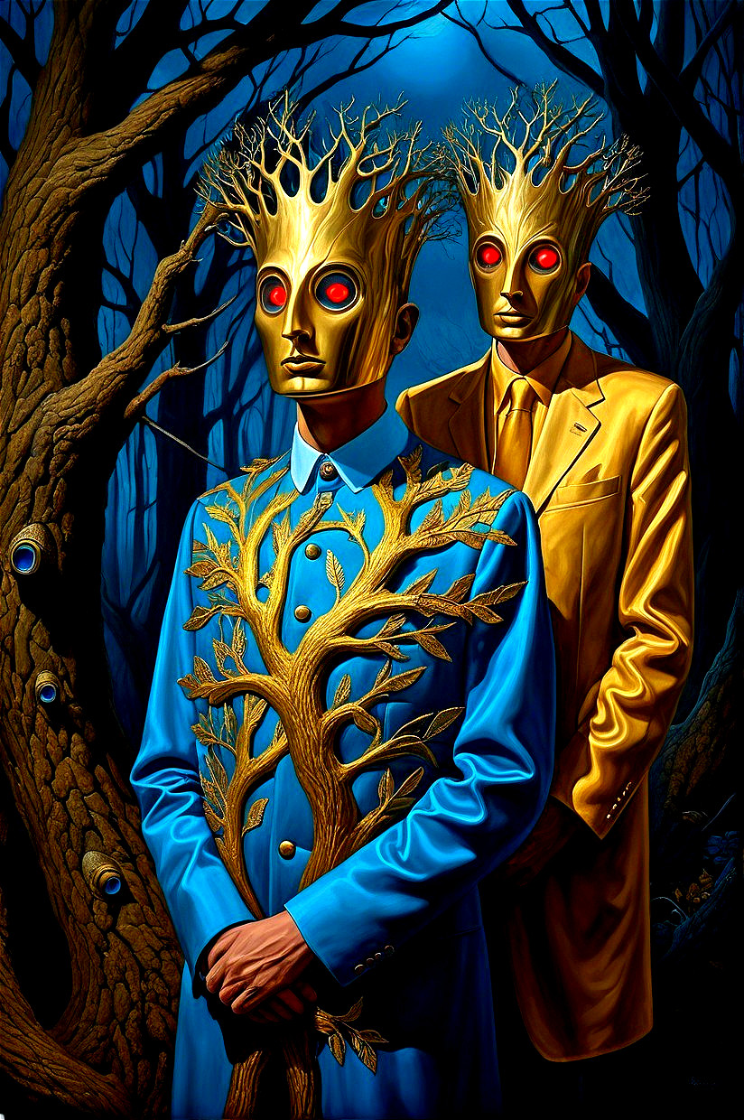 Surreal Forest with Figures as Tree Branches