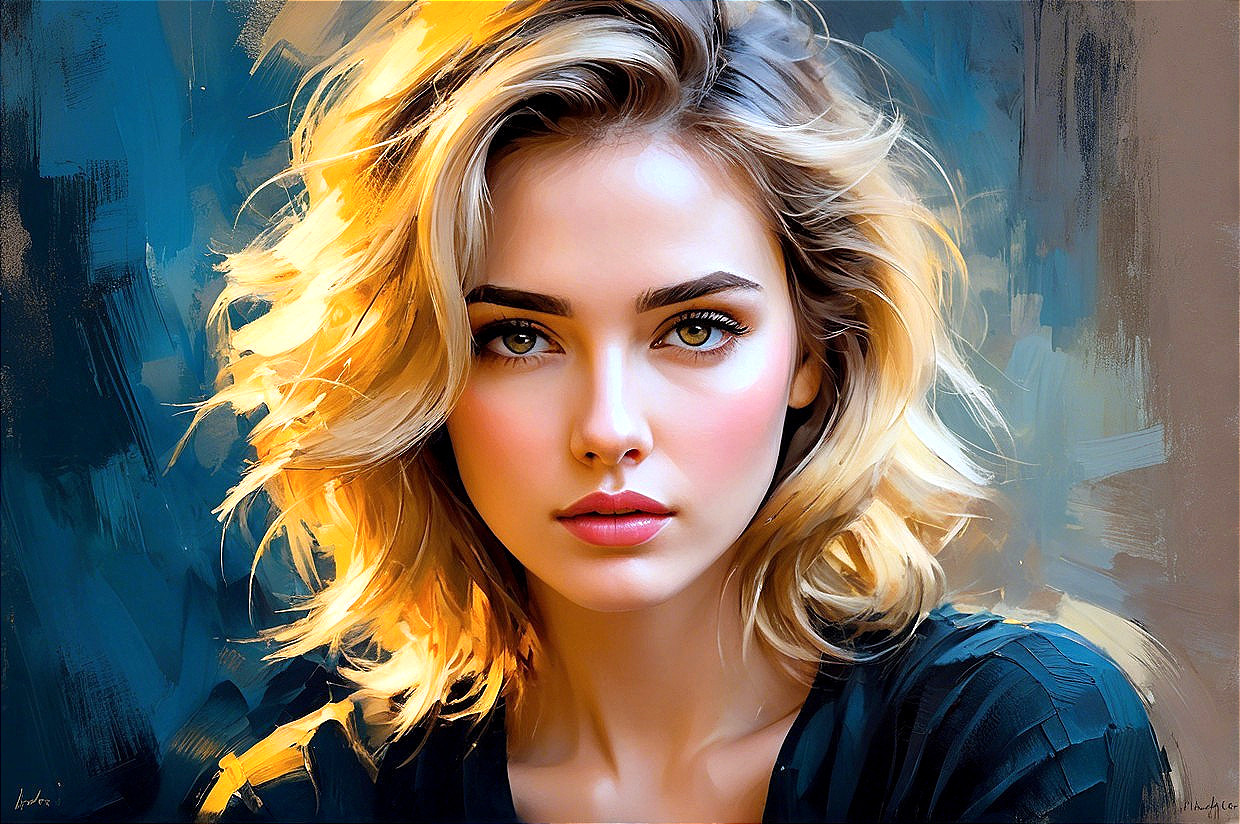 Portrait of a Young Woman with Tousled Blonde Hair