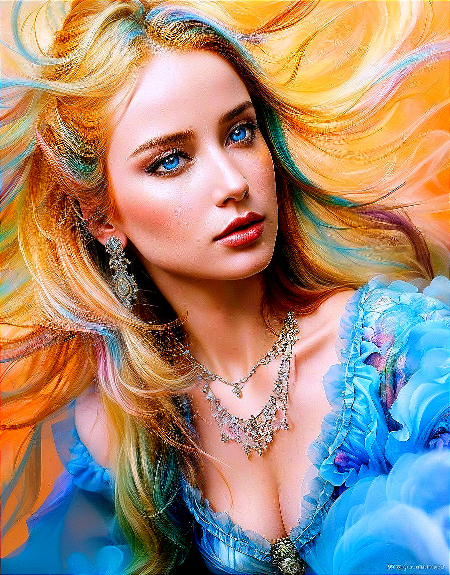 Portrait of a Young Woman with Multicolored Hair