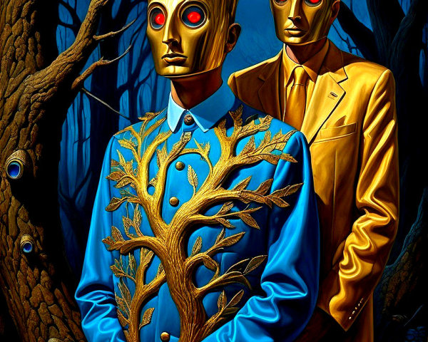 Surreal Forest with Figures as Tree Branches