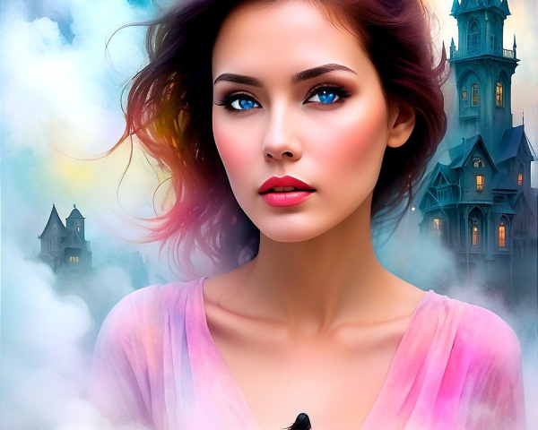 Portrait of a Young Woman in a Mystical Setting