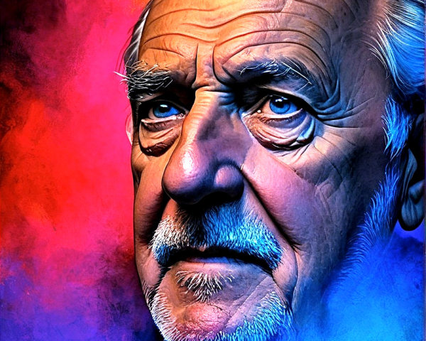 Close-up Portrait of an Elderly Man with Vibrant Background