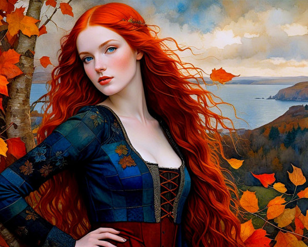 Artistic Portrait of a Young Woman with Red Hair
