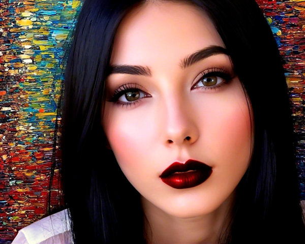 Portrait of a Young Woman with Dark Hair and Green Eyes