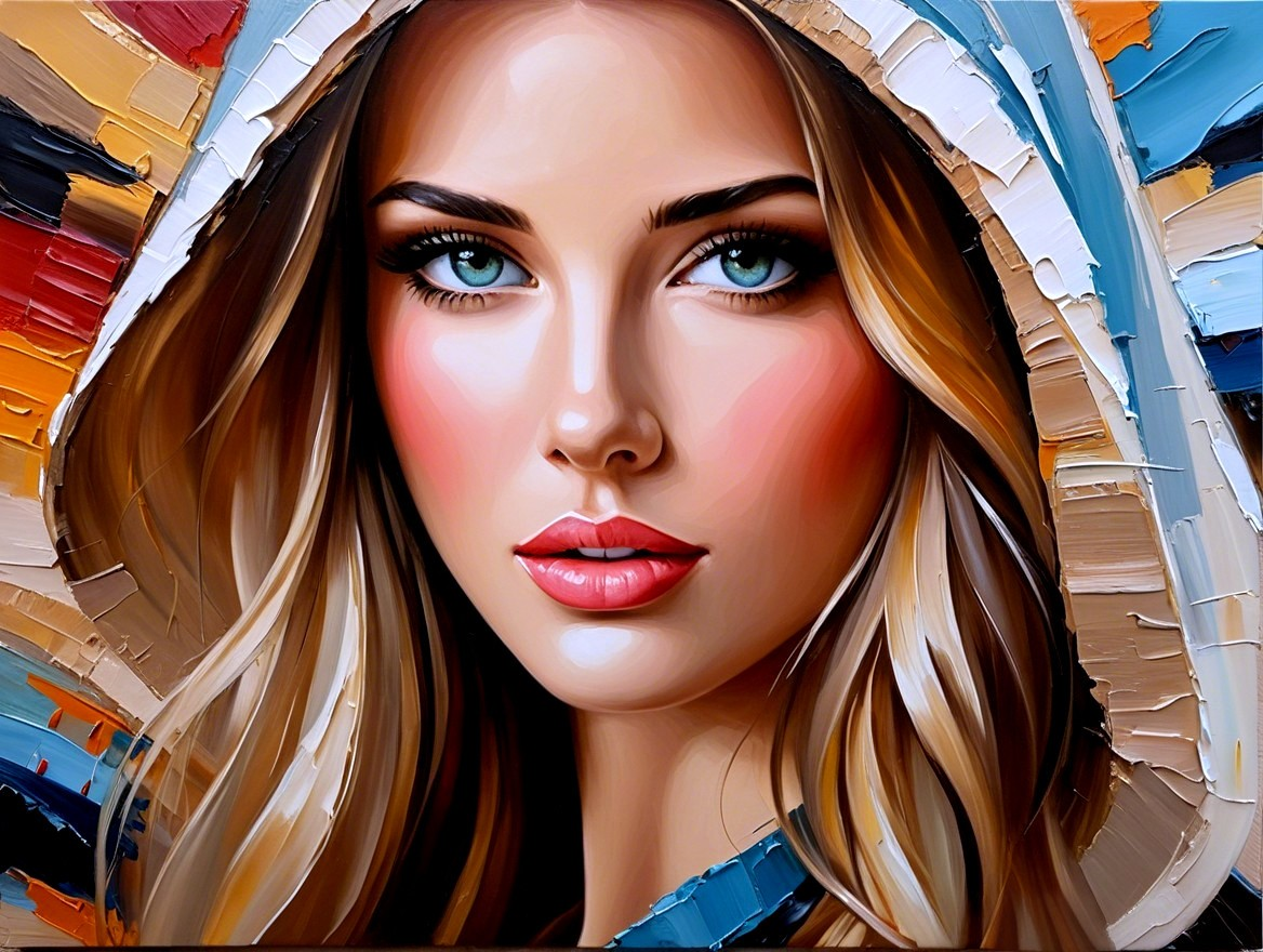 Close-Up Portrait of a Young Woman with Blue Eyes