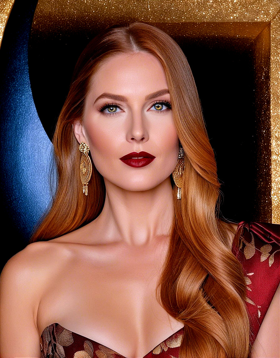 Portrait of a woman with red hair and floral dress