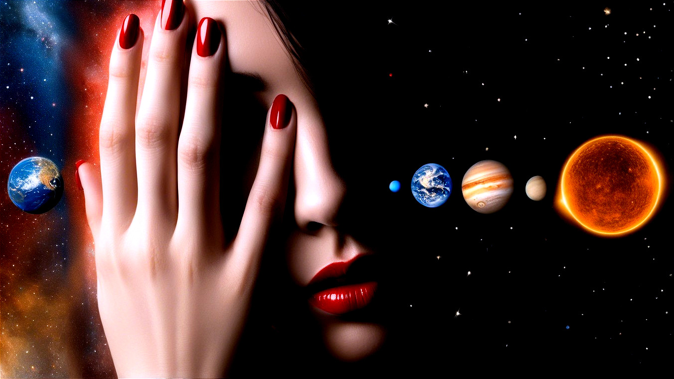 Woman's Face with Cosmic Background and Vibrant Colors