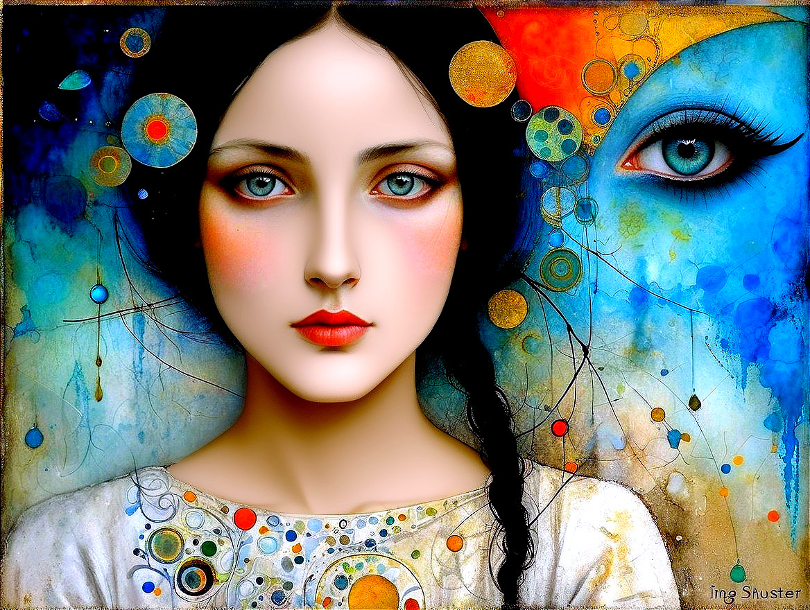 Portrait of a woman with braided hair and vibrant background